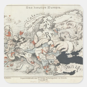 Het Europa van vandaag", 1887 Vierkante Sticker