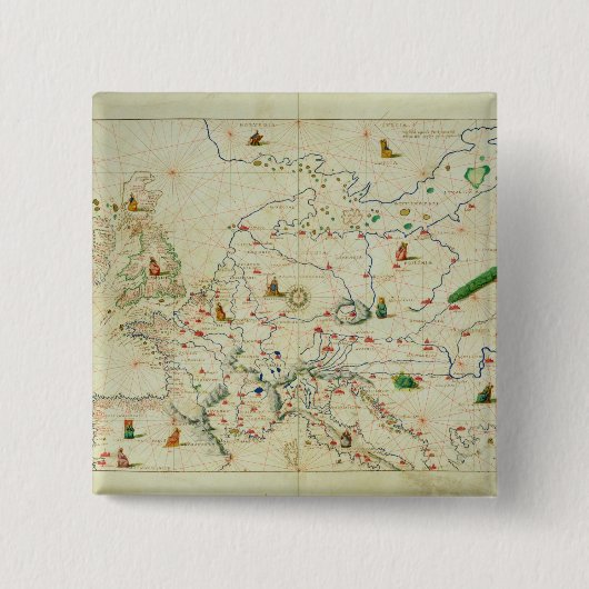 Het Europese continent Vierkante Button 5,1 Cm (Voorkant)