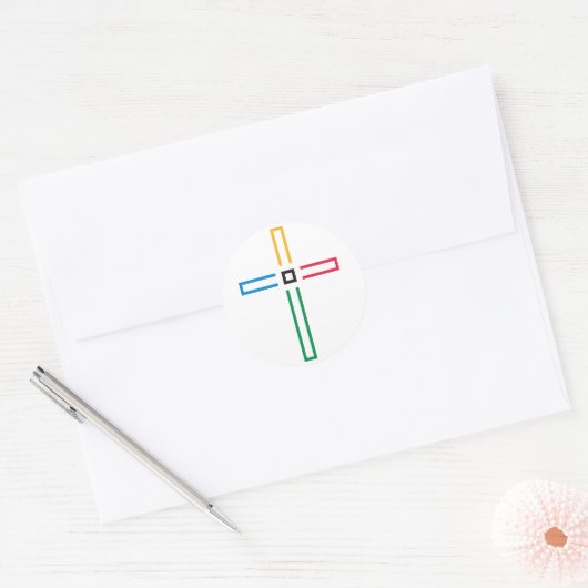 Het Evangelie Kruis Ronde Sticker (Envelop)