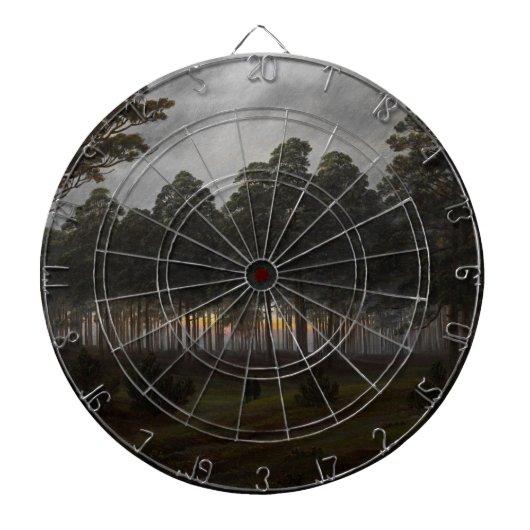 Het "Evening Landscape" (door Caspar David Friedri Dartbord (Voorkant)