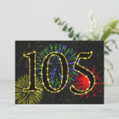 Het exploderen van vuurwerk nodigt 105th verjaarda kaart (Staand voorkant)