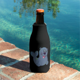 Het Fabric Seal bij Zazzle Mascotte Logo Karakter Flesjeskoeler