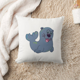 Het Fabric Seal bij Zazzle Mascotte Logo Karakter Kussen