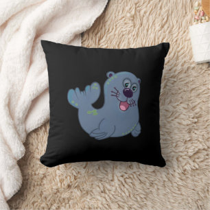 Het Fabric Seal Bij Zazzle Mascotte Logo Karakter Kussen