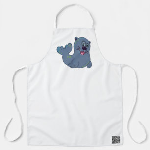Het Fabric Seal bij Zazzle Mascotte Logo Karakter Schort
