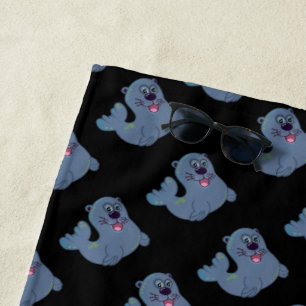 Het Fabric Seal bij Zazzle Mascotte Logo Karakter Strandlaken
