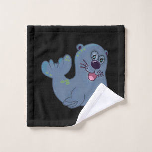 Het Fabric Seal bij Zazzle Mascotte Logo Karakter Washandje