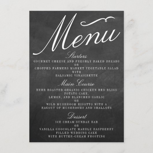 Het Fancy Chalkboard Wedding Collectie Menu Kaarte (Voorkant)