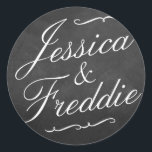 Het Fancy Collectie van het Chalkboard Wedding Ronde Sticker<br><div class="desc">Het Fancy Chalkboard Wedding Collectie bevoordeelt Stickers. Klik op de knop "Aanpassen" om eventuele aanpassingen in de opmaak van de tekst aan te brengen.</div>