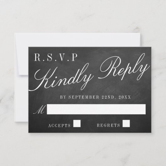 Het Fancy Collectie van het Chalkboard Wedding RSVP Kaartje (Voorkant)