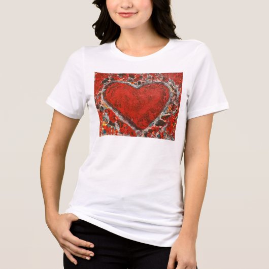 Het "Fancy hart" van vrouwen Tri-Blend Shirt (Voorkant)