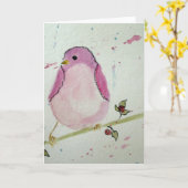 Het fancy Roze Lege Wenskaart van de Vogel Kaart (Gele Bloem)