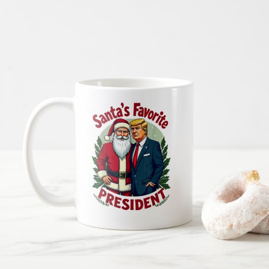 Het favoriete President van de Kerstman Trump Koffiemok (Met donut)