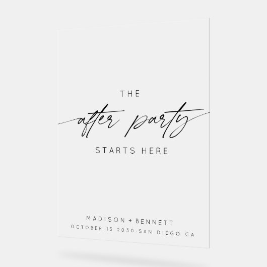 Het feest begint hier, de bruiloft is bevroren acryl bord (Hoek)