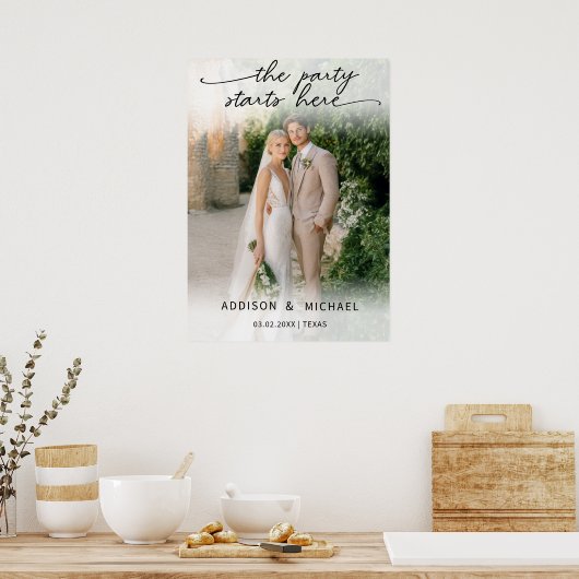 HET FEEST BEGINT HIER! Fotobanner Poster (Keuken)