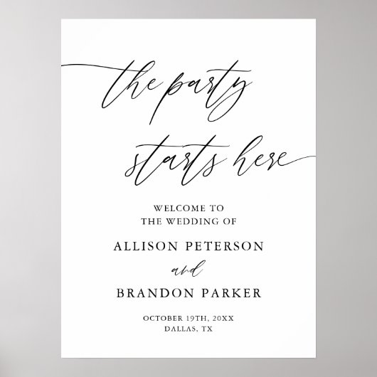 Het Feest Begint Hier Trouwkaart Uprintbaar Poster (Voorkant)