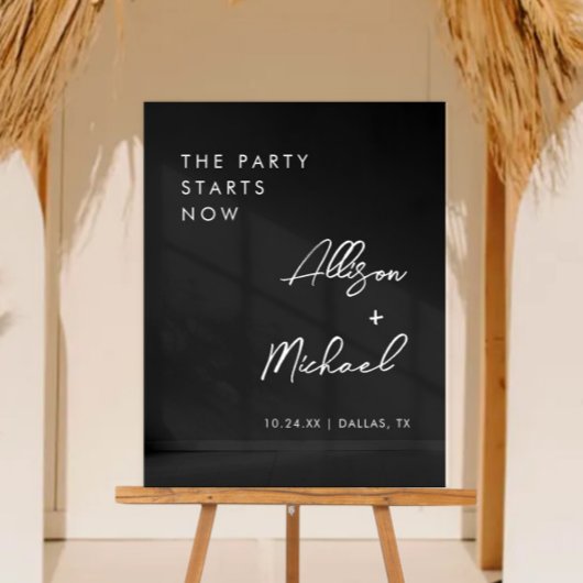 Het feest begint nu Black Wedding Welkom Acryl Bord