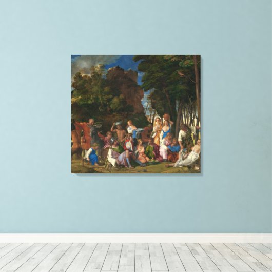 Het feest der goden (door Giovanni Bellini) Canvas Afdruk (Insitu (Houten vloer))