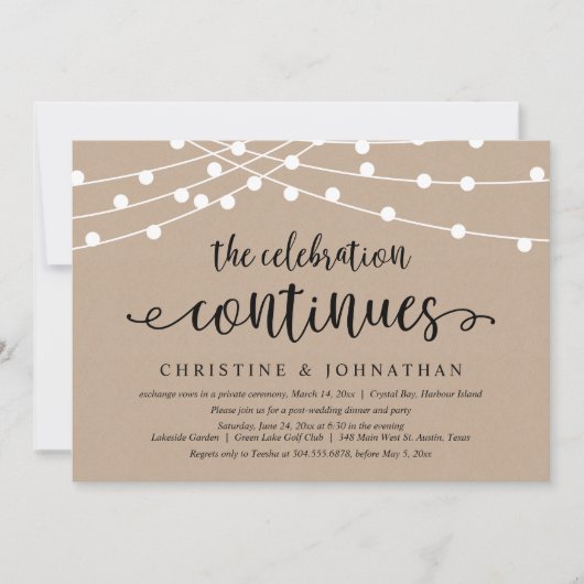 Het Feest Gaat Door, Trouw Elopement Feest Kaart (Voorkant)