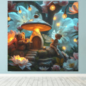 Het feest met de fee en de teddybeer canvas afdruk (Insitu (Houten vloer))