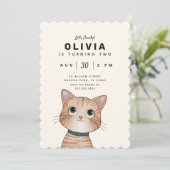 Het feest nodigt uit met een schattig klein katje kaart (Staand voorkant)