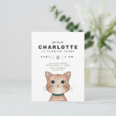 Het feest nodigt uit voor een schattige kat briefkaart (Staand voorkant)
