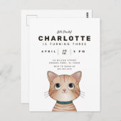 Het feest nodigt uit voor een schattige kat briefkaart (Voorkant / Achterkant)