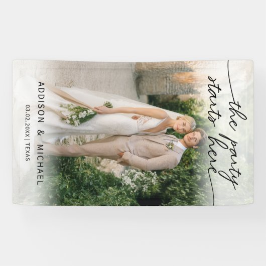 HET FEest START HIER! Foto Bruiloft Banner (Horizontaal)