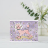 Het feest van de Cosmic Pink Poodle Feestdagenkaart (Staand voorkant)