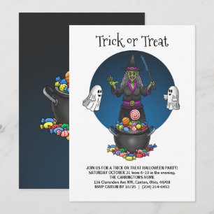 Het feest van de groene heks met trick or treat op kaart