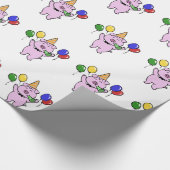 Het feest van de verjaardag met een schattig varke cadeaupapier (Hoek)