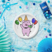 Het feest van de verjaardag met een schattig varke papieren bordje (Feest)