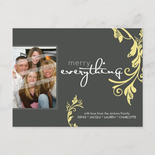 HET FEESTELIJKE BRIEFKAART VAN DE FOTO:: gewaagde (Voorkant)