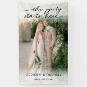 HET FEestje Begint Hier! Foto Bruiloft Banner (Verticaal)