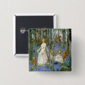 Het feiale hout vierkante button 5,1 cm (Voorkant /achterkant)