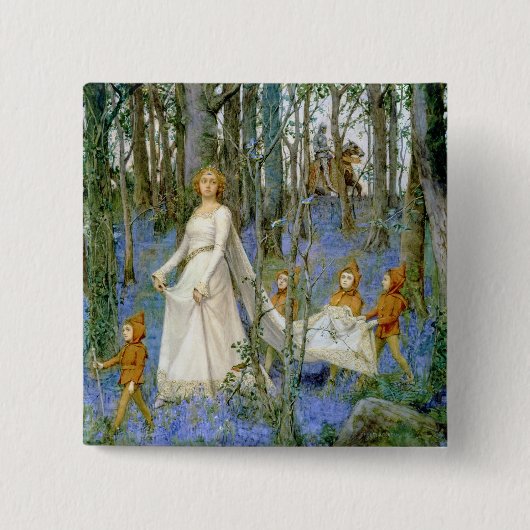 Het feiale hout vierkante button 5,1 cm (Voorkant)