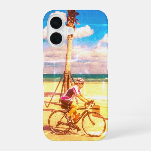 Het fietsen langs de Beach iPhone 16 Hoesje (Achterkant)