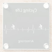 Het fietsleven, Aanpasbare Hartslag Glazen Onderzetter (Achterkant)