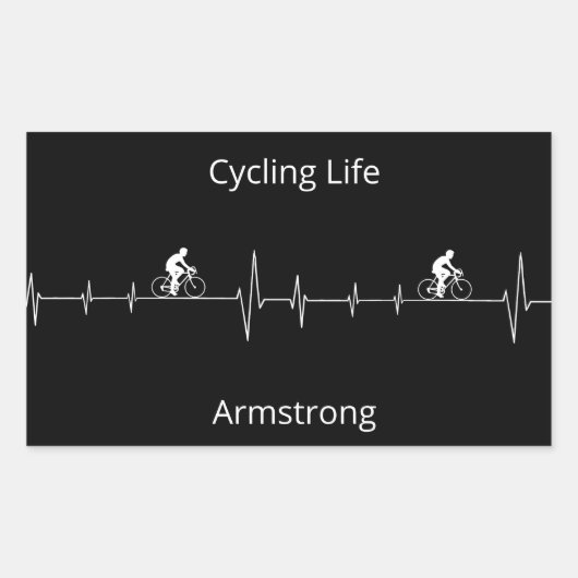 Het fietsleven, Aanpasbare Hartslag Rechthoekige Sticker (Voorkant)