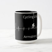 Het fietsleven, Aanpasbare Hartslag Tweekleurige Koffiemok (Voorkant rechts)
