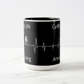 Het fietsleven, Aanpasbare Hartslag Tweekleurige Koffiemok (Center)