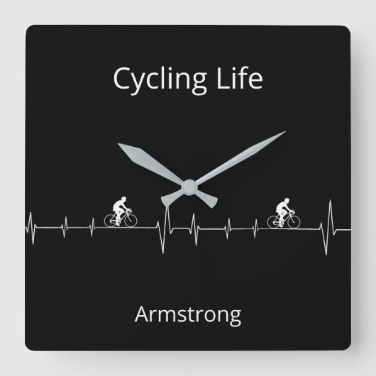 Het fietsleven, Aanpasbare Hartslag Vierkante Klok (Voorkant)