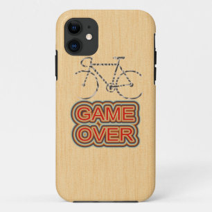 Het fietsspel is voorbij. Achtergrond hout iPhone 11 Hoesje
