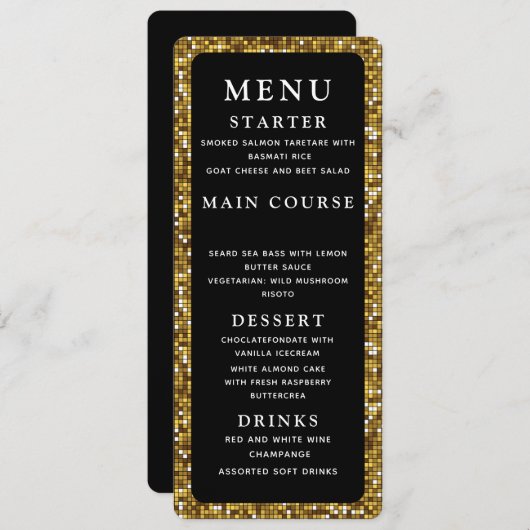 Het fijne menu Gold en Black Weddenrennen (Voorkant / Achterkant)