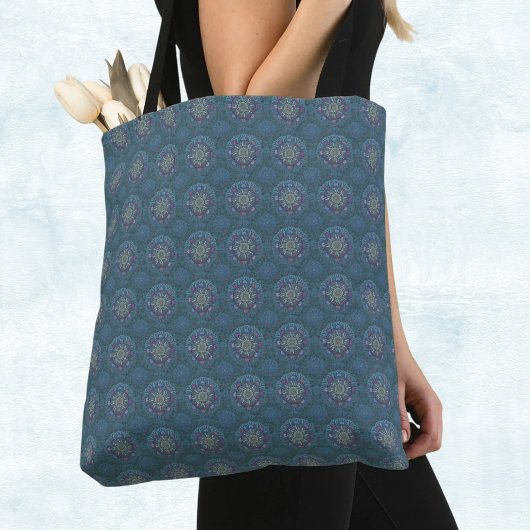Het filter Bloemenluchtmacht Blauw Manipur Mandala Tote Bag