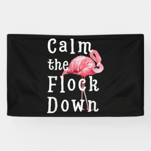 Het flamingo-meisje kalmeren  Funny Flamingo Spandoek