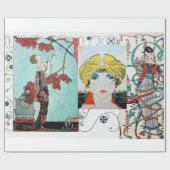 HET FLIGHTY BIRD ,ART DECO BEAUTY MODE KOSTUUM CADEAUPAPIER (Vlak)