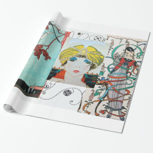 HET FLIGHTY BIRD ,ART DECO BEAUTY MODE KOSTUUM CADEAUPAPIER