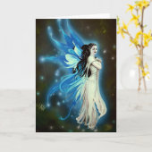 Het flikkeren Blauwe Faerie - de Kaart van Groeten (Gele Bloem)