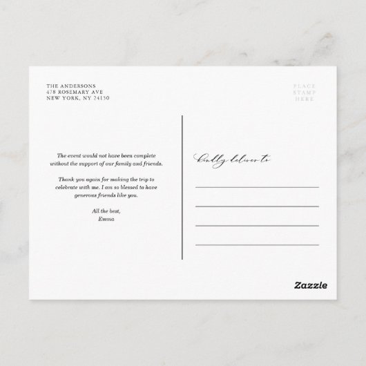 Het flitsende Afstuderen van het Portret van het M Briefkaart (Achterkant)